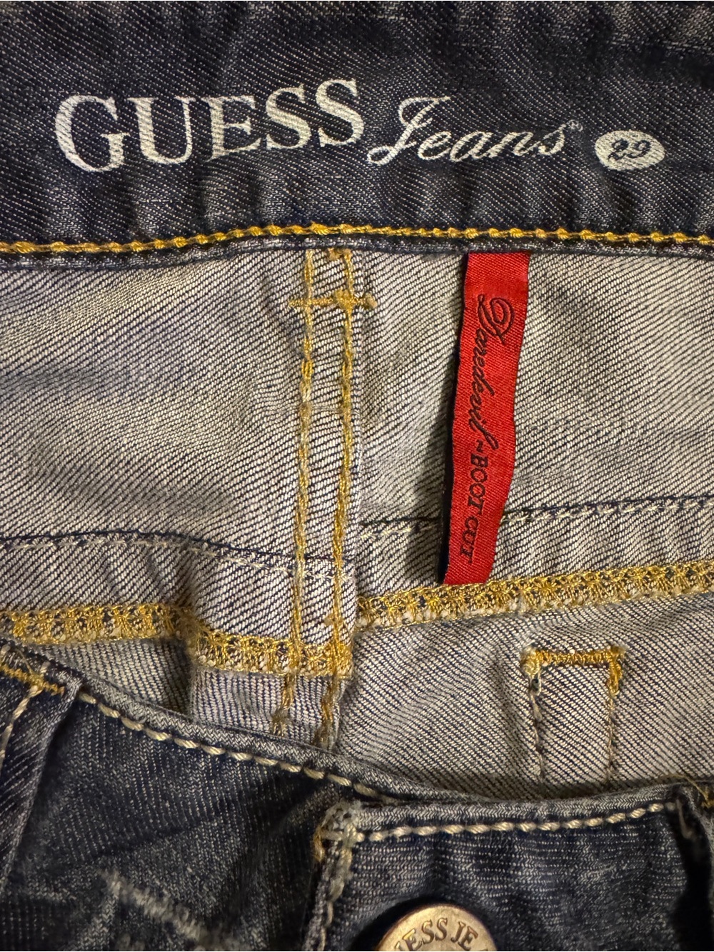 GUESS Los Angeles Bootcut Jeans Women’s 29 Medium Wash Distressed Stretch - Picture 8 of 11